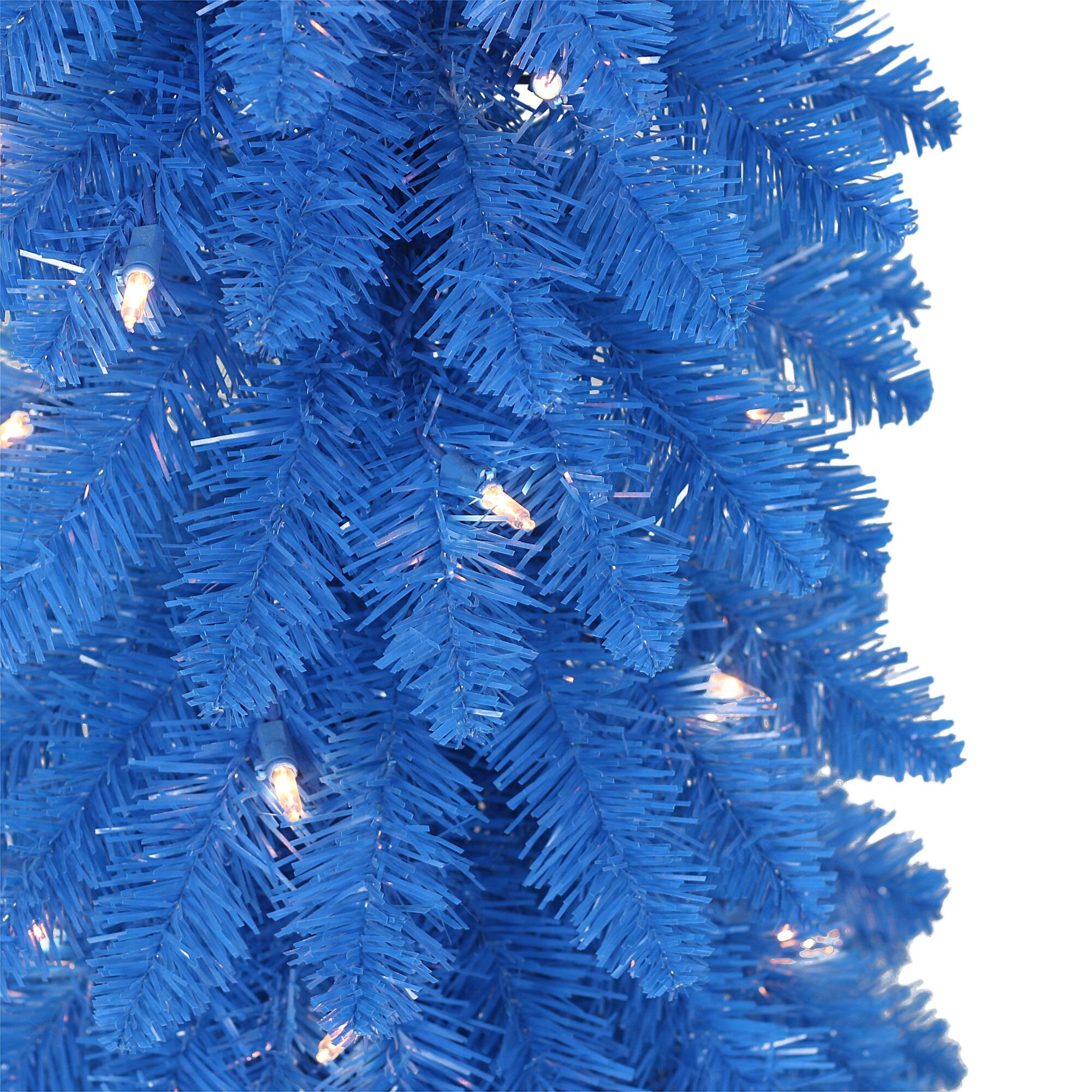 4ft. Pre-Lit Blue Artificial Alpine Pencil Tree, Clear Lights